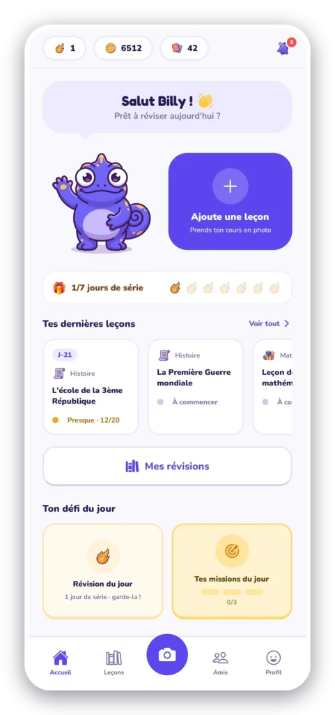 L'écran d'accueil de Caméléo
